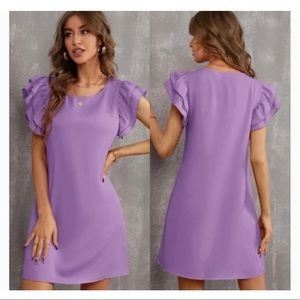 Lavender Ruffle Sleeve Dress